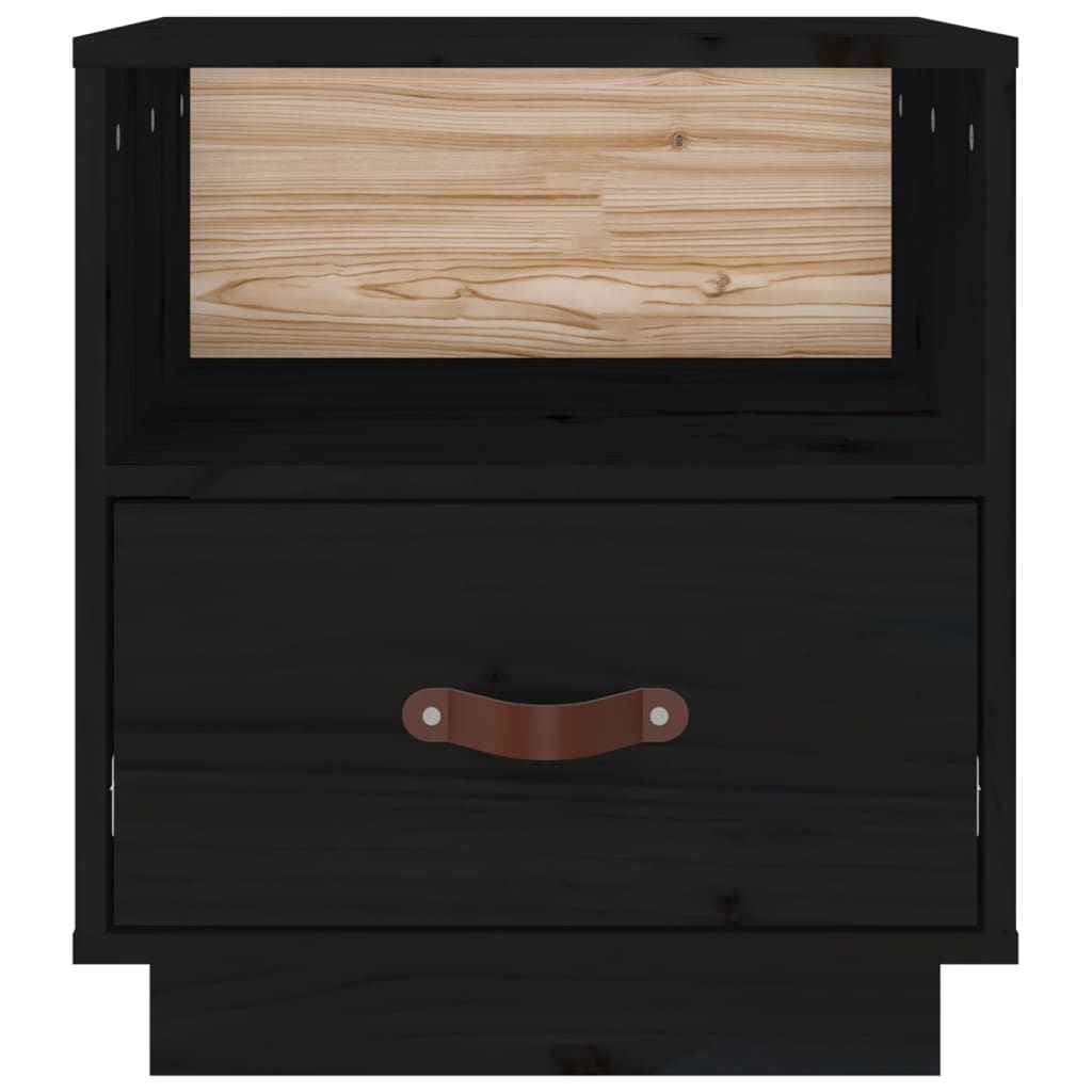 vidaXL Mesitas de noche 2 uds madera maciza de pino negro 40x34x45 cm