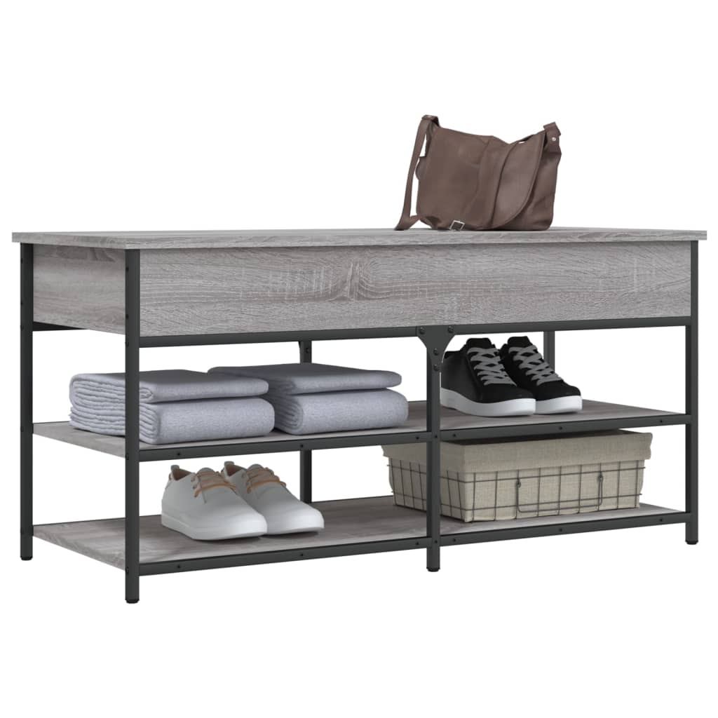 vidaXL Banco zapatero madera de ingeniería gris Sonoma 100x42,5x50 cm