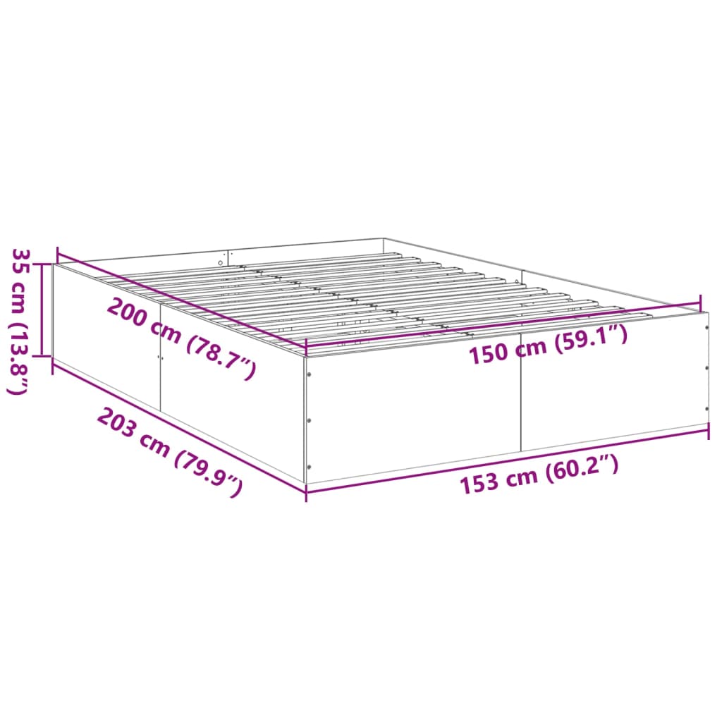 vidaXL Estructura de cama madera de ingeniería marrón roble 150x200 cm