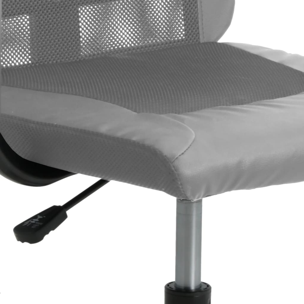 vidaXL Silla de oficina altura ajustable tela malla y cuero PE gris