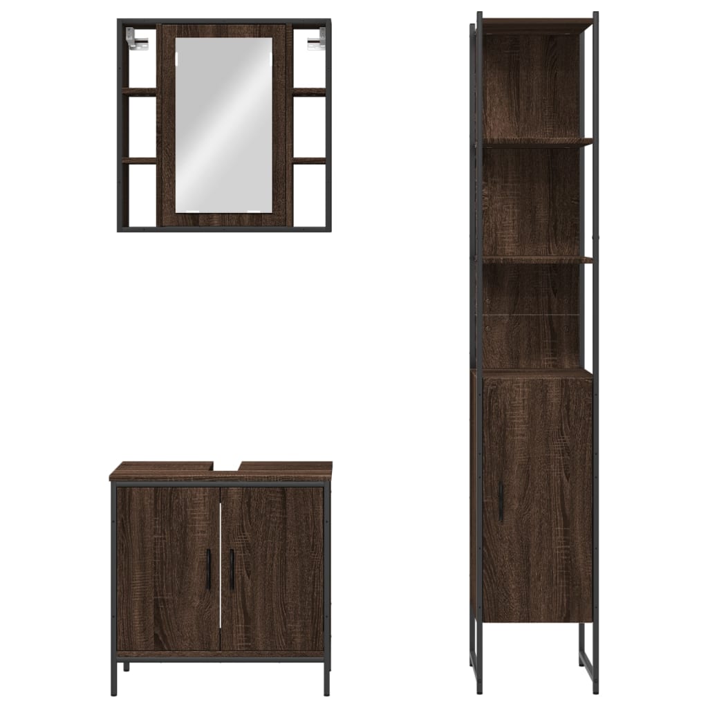 vidaXL Set de muebles de baño 3 pzas madera contrachapada roble marrón