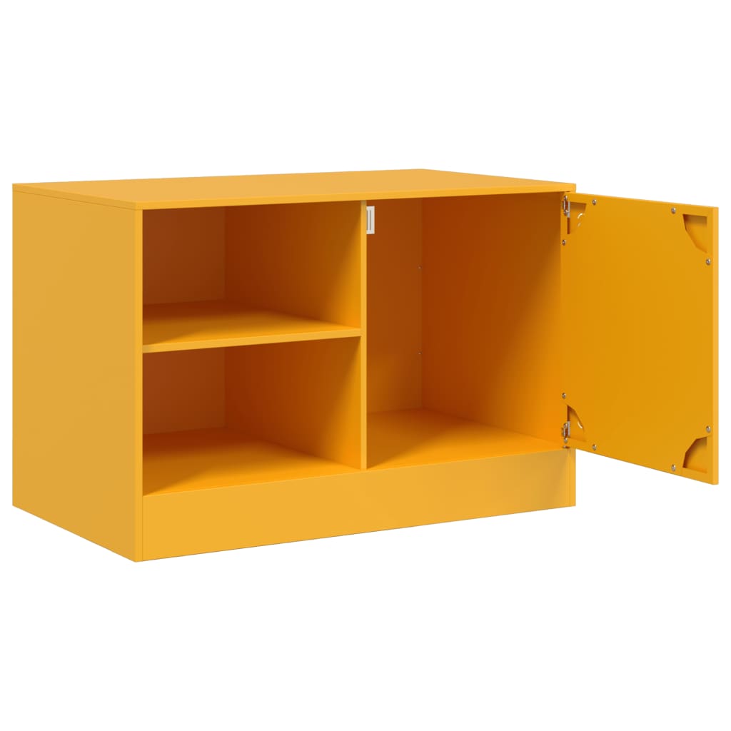 vidaXL Mueble para TV de acero amarillo mostaza 67x39x44 cm