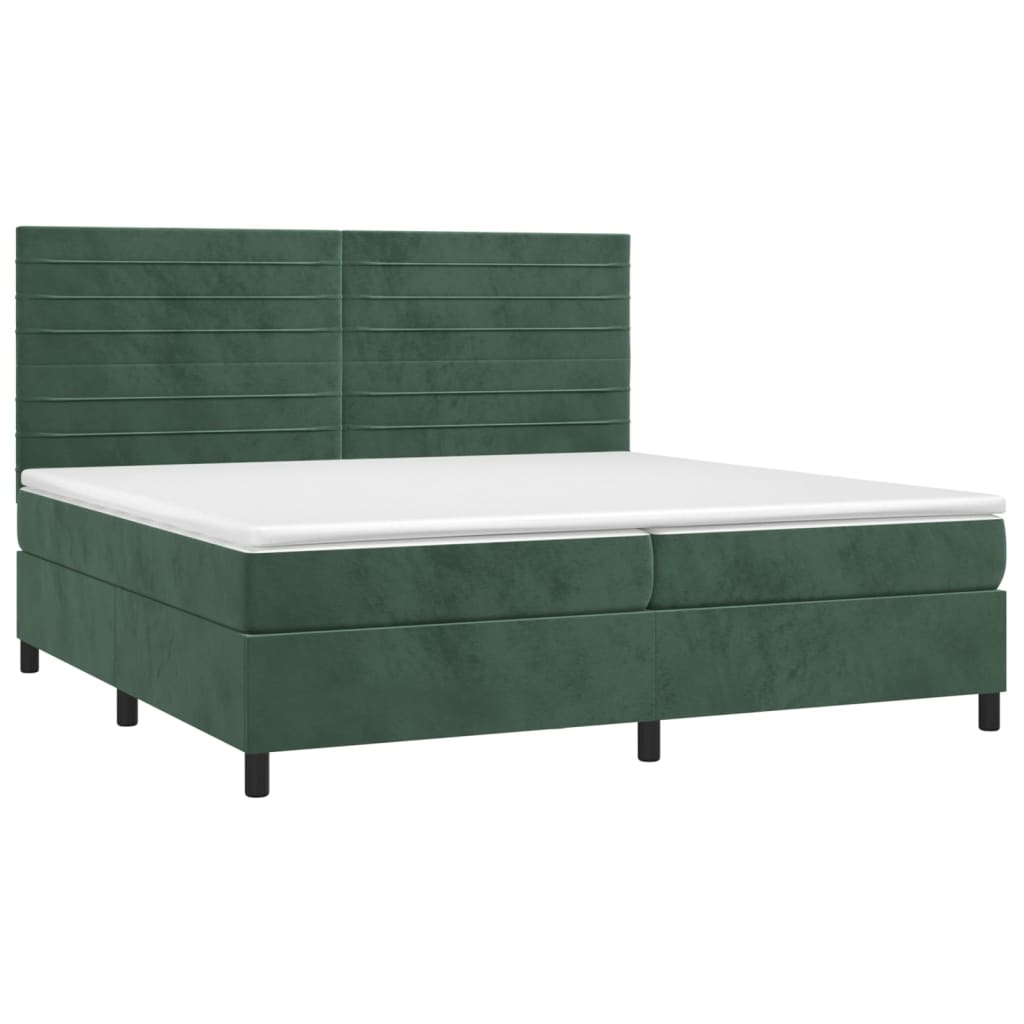 vidaXL Cama box spring con colchón terciopelo verde oscuro 200x200 cm