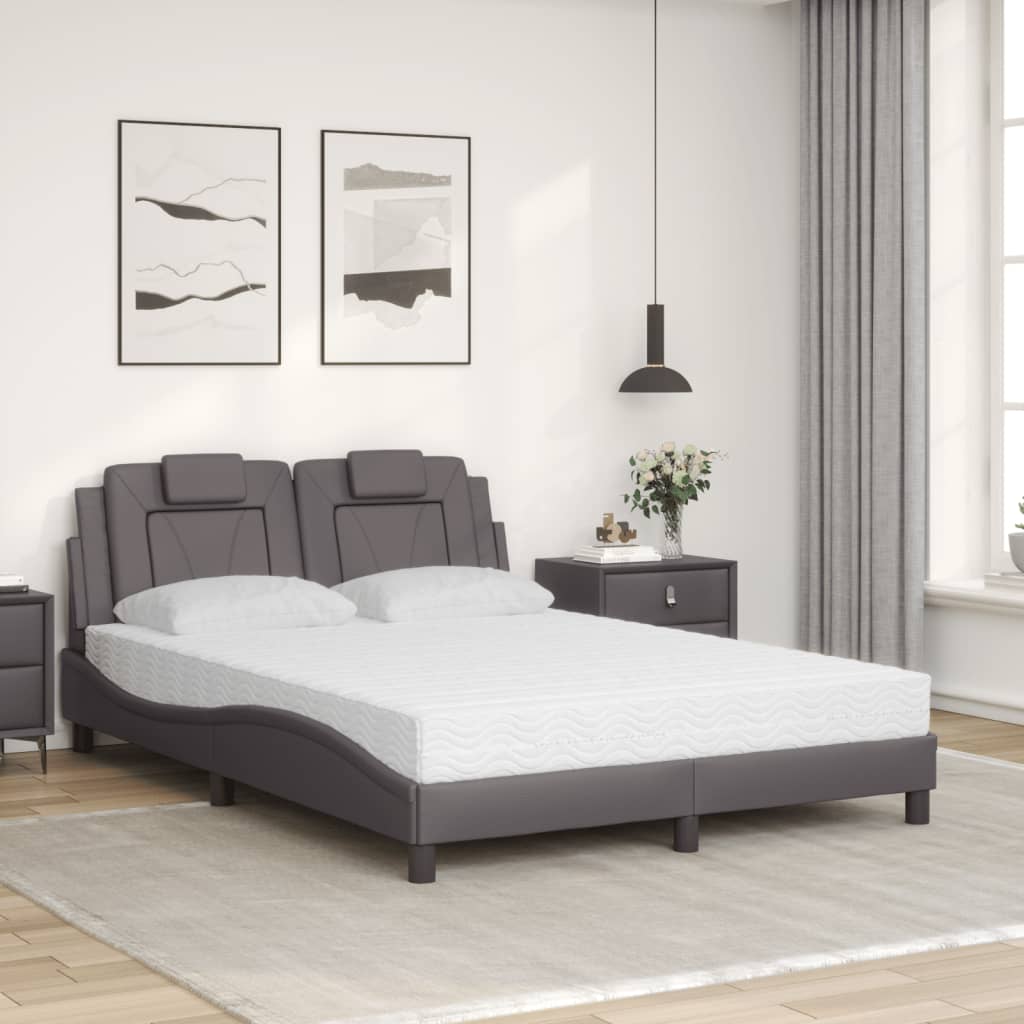 vidaXL Cama con colchón cuero sintético gris 120x200 cm