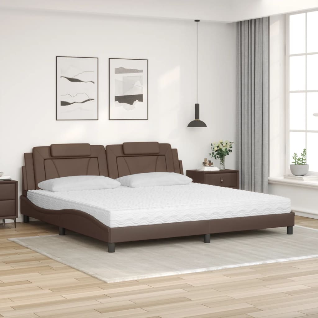 vidaXL Cama con colchón cuero sintético marrón 200x200 cm