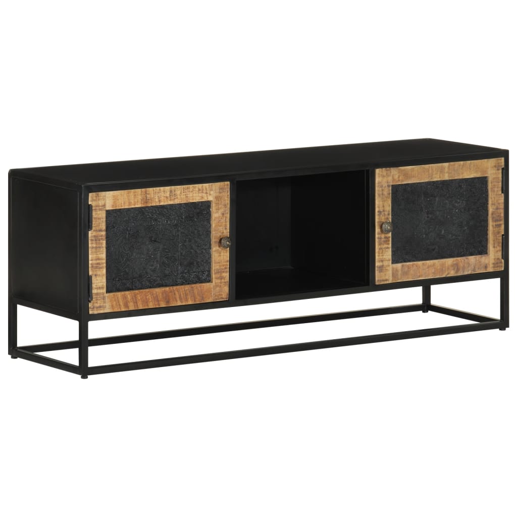 vidaXL Mueble de TV madera maciza de mango y hierro 110x30x40 cm