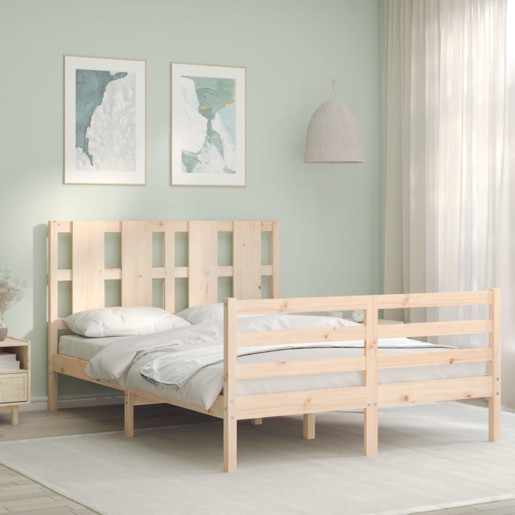 vidaXL Estructura de cama con cabecero madera maciza 140x200 cm