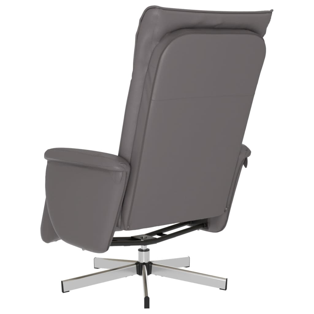 vidaXL Sillón reclinable con reposapiés cuero sintético gris