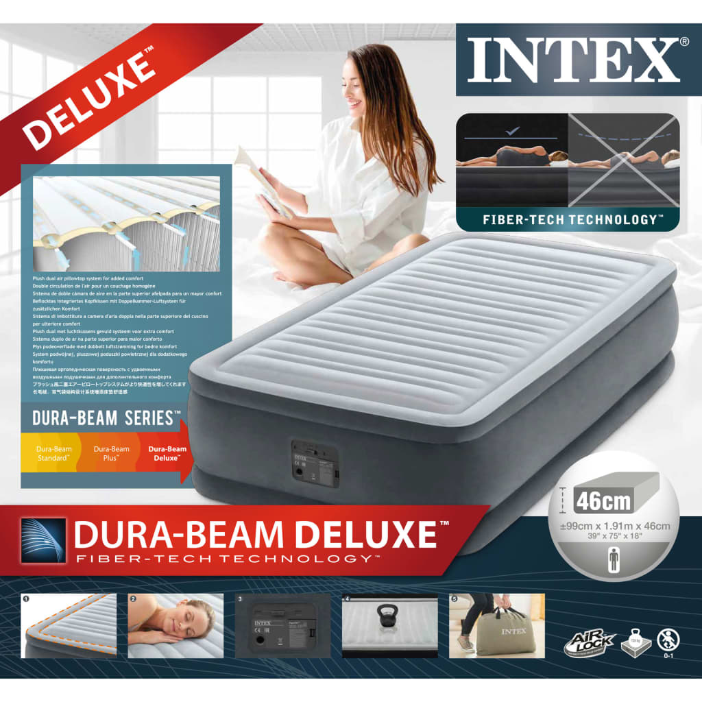 Colchón hinchable INTEX Dura-Beam Deluxe Comfort-Plush 137x191x33 cm