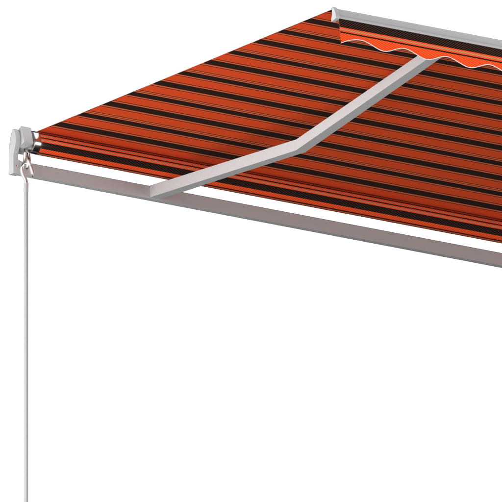 vidaXL Toldo retráctil automático con postes naranja y marrón 4,5x3 m