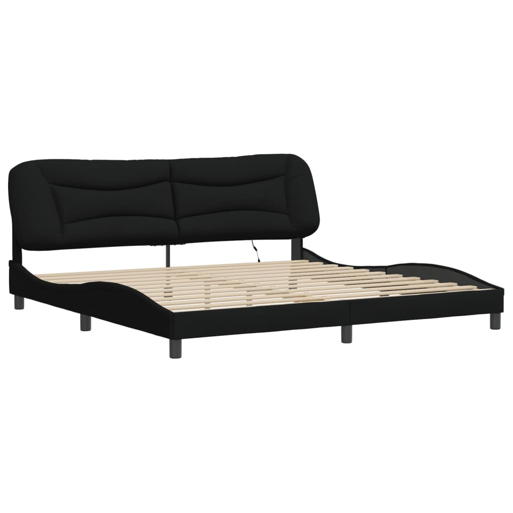 vidaXL Estructura de cama con luces LED tela negro 200x200 cm