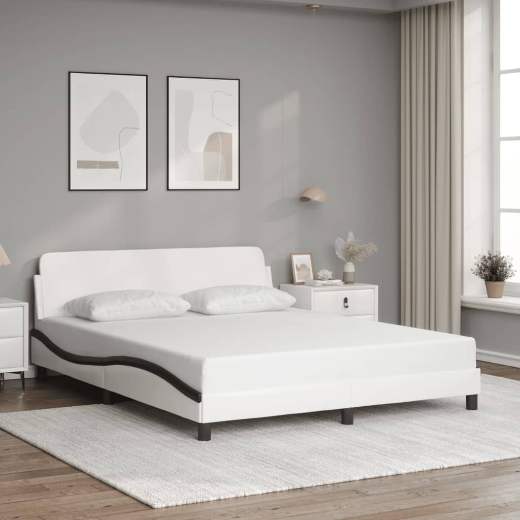 vidaXL Estructura cama cabecero cuero sintético blanco negro 160x200cm