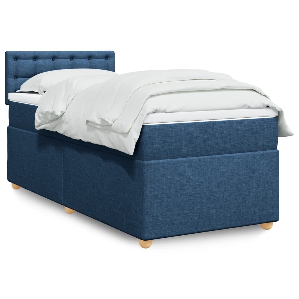 vidaXL Cama box spring con colchón tela azul 80x200 cm