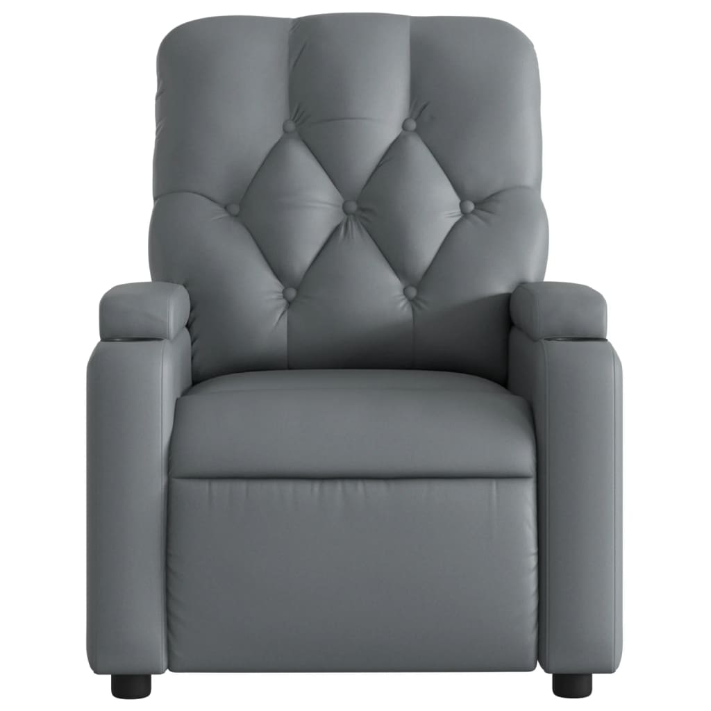 vidaXL Sillón reclinable eléctrico de cuero sintético gris