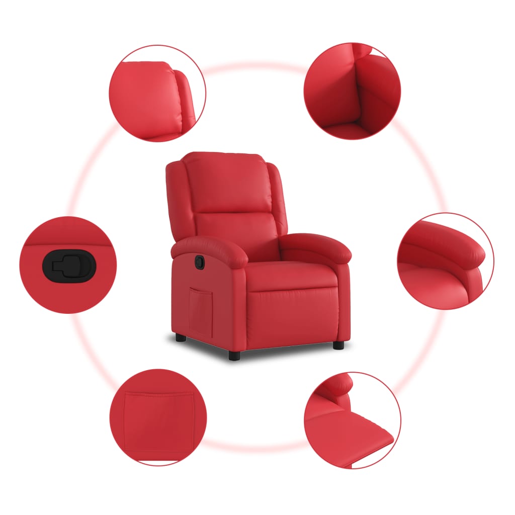 vidaXL Sillón reclinable de cuero sintético rojo