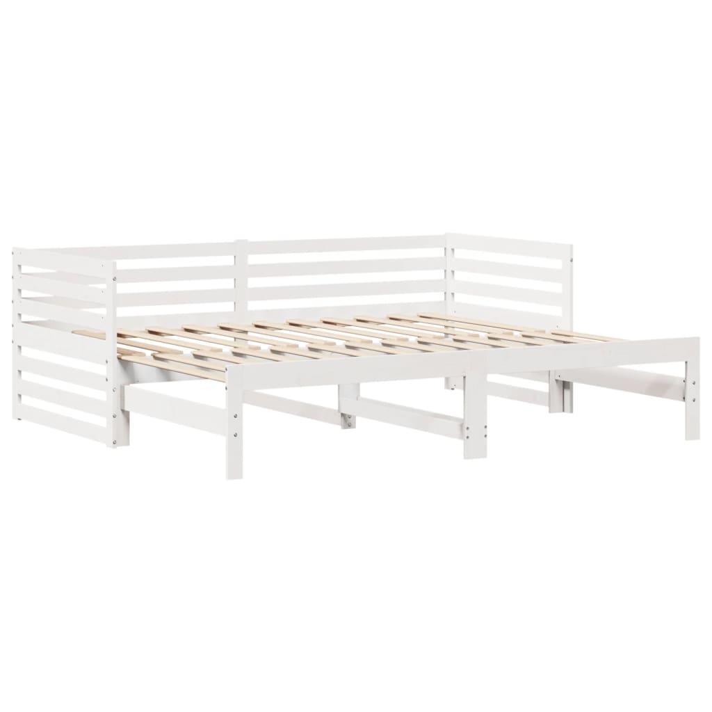 vidaXL Sofá cama con cajones madera maciza de pino blanco 90x200 cm