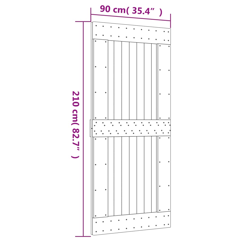 vidaXL Puerta corredera con herrajes madera maciza de pino 90x210 cm