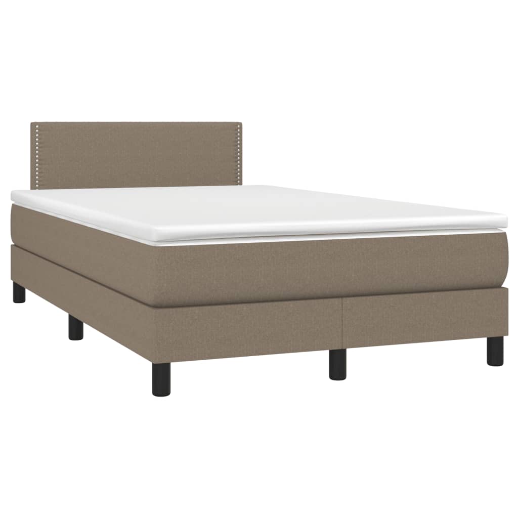 vidaXL Cama box spring con colchón y LED tela gris taupe 120x190 cm