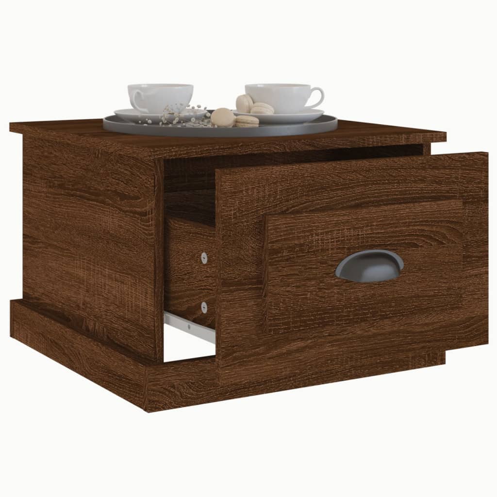 vidaXL Mesa de centro madera contrachapada marrón roble 50x50x35 cm