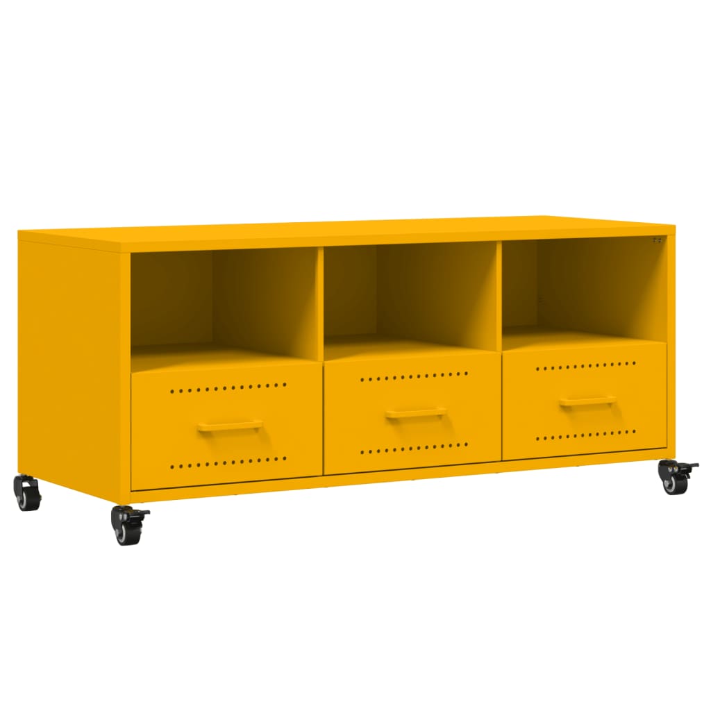 vidaXL Mueble de TV de acero amarillo mostaza 100,5x39x43,5 cm