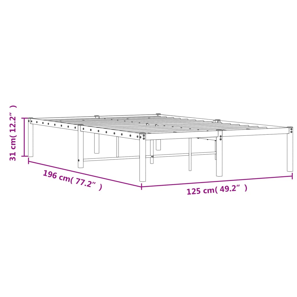 vidaXL Estructura de cama de metal negro 120x190 cm