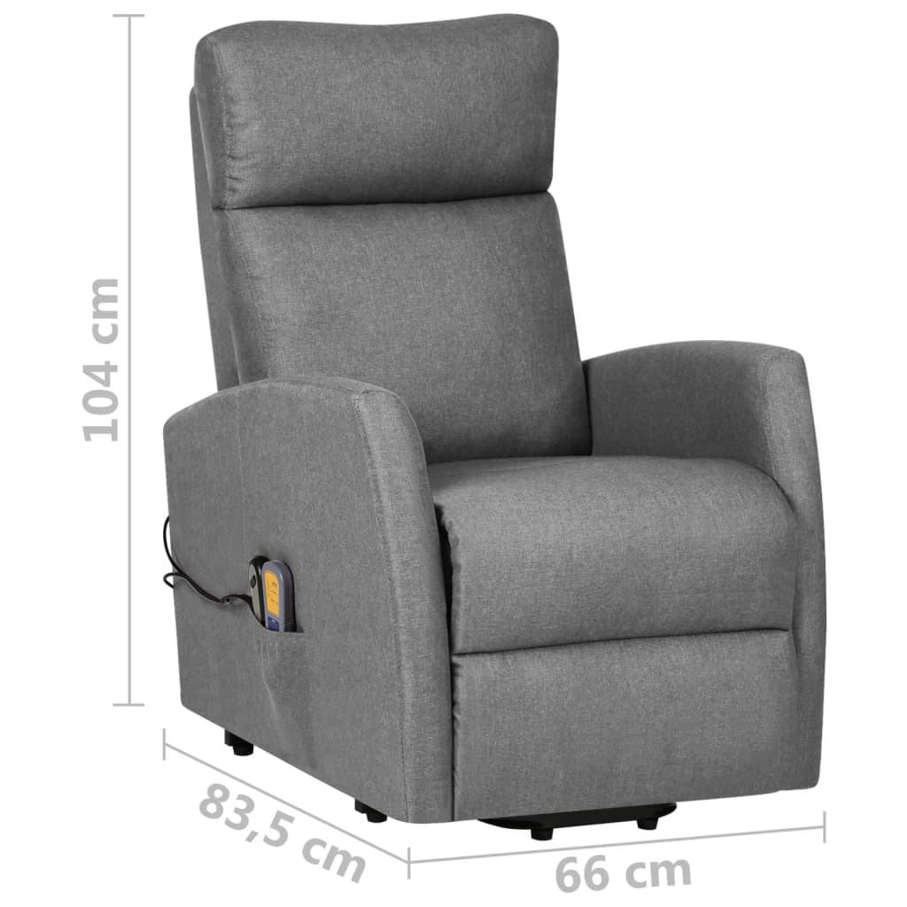 vidaXL Sillón de masaje elevable tela gris claro