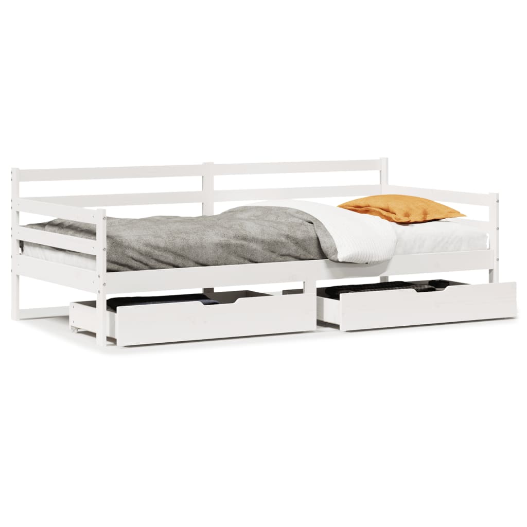 vidaXL Sofá cama con cajones madera maciza de pino 90x200 cm