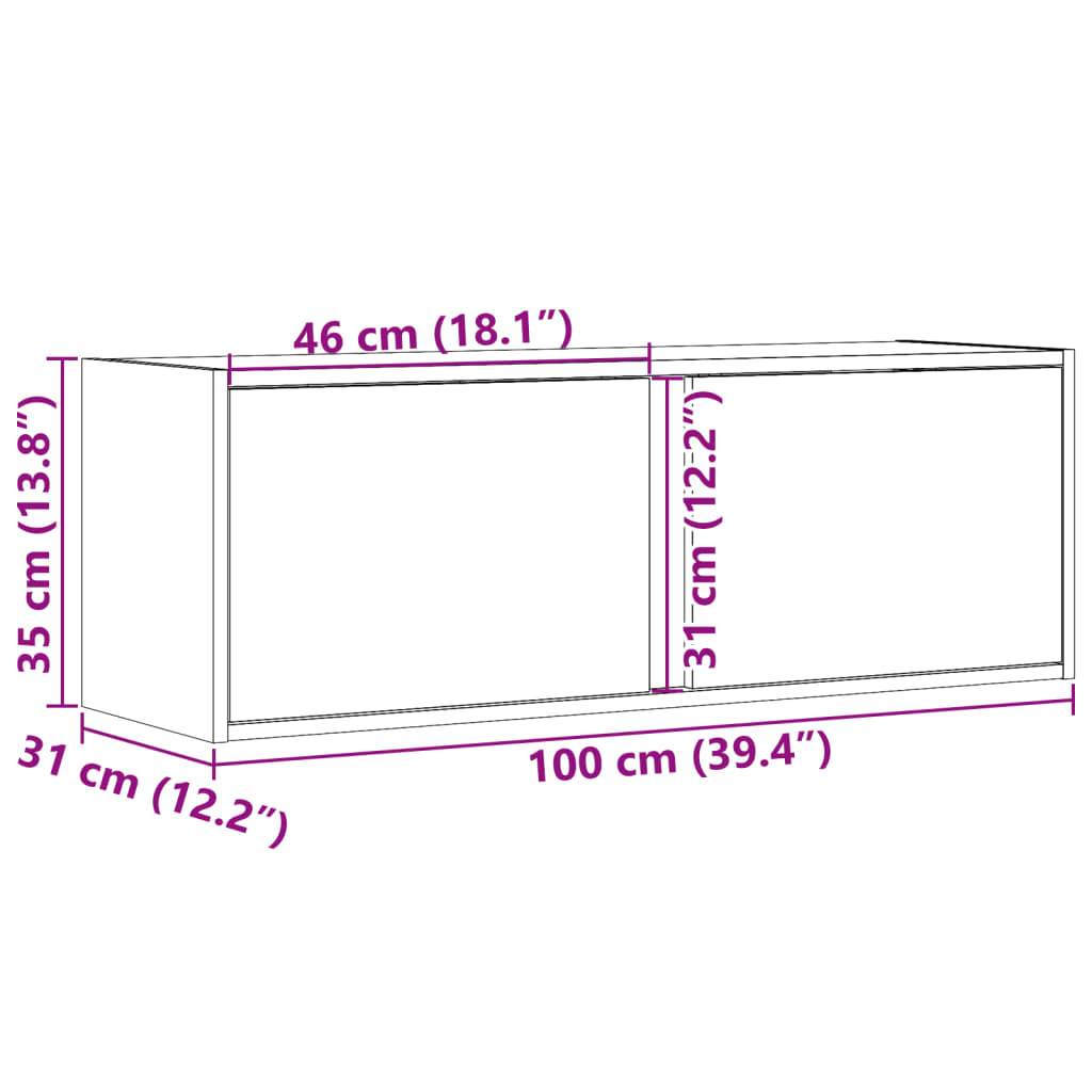 vidaXL Mueble de TV de pared con luces LED gris Sonoma 100x31x35 cm