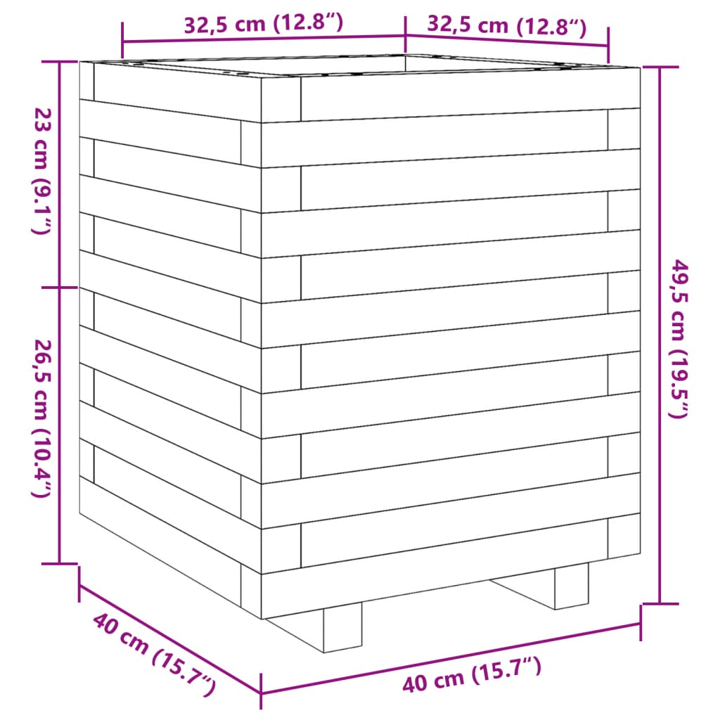 vidaXL Jardinera madera de pino impregnada 40x40x49,5 cm