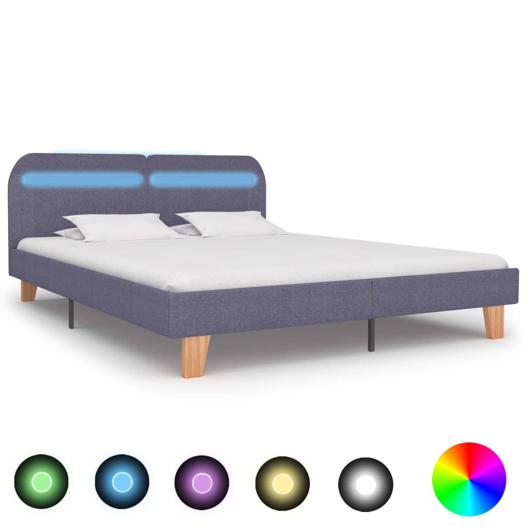 vidaXL Estructura cama con LED sin colchón tela gris claro 160x200 cm