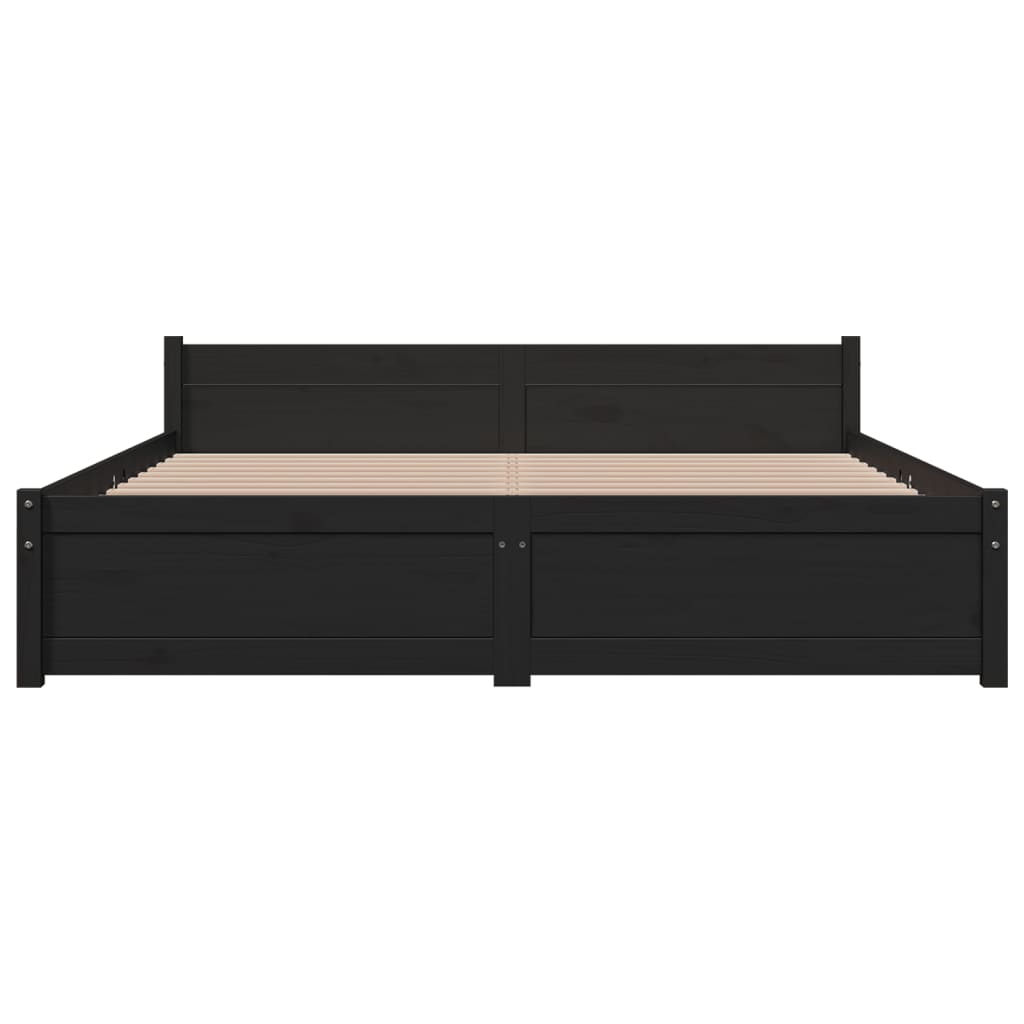 vidaXL Estructura de cama madera maciza negra King Size 150x200 cm