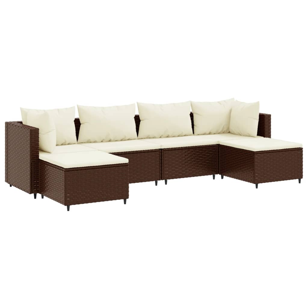 vidaXL Set muebles de jardín 6 piezas y cojines ratán sintético marrón