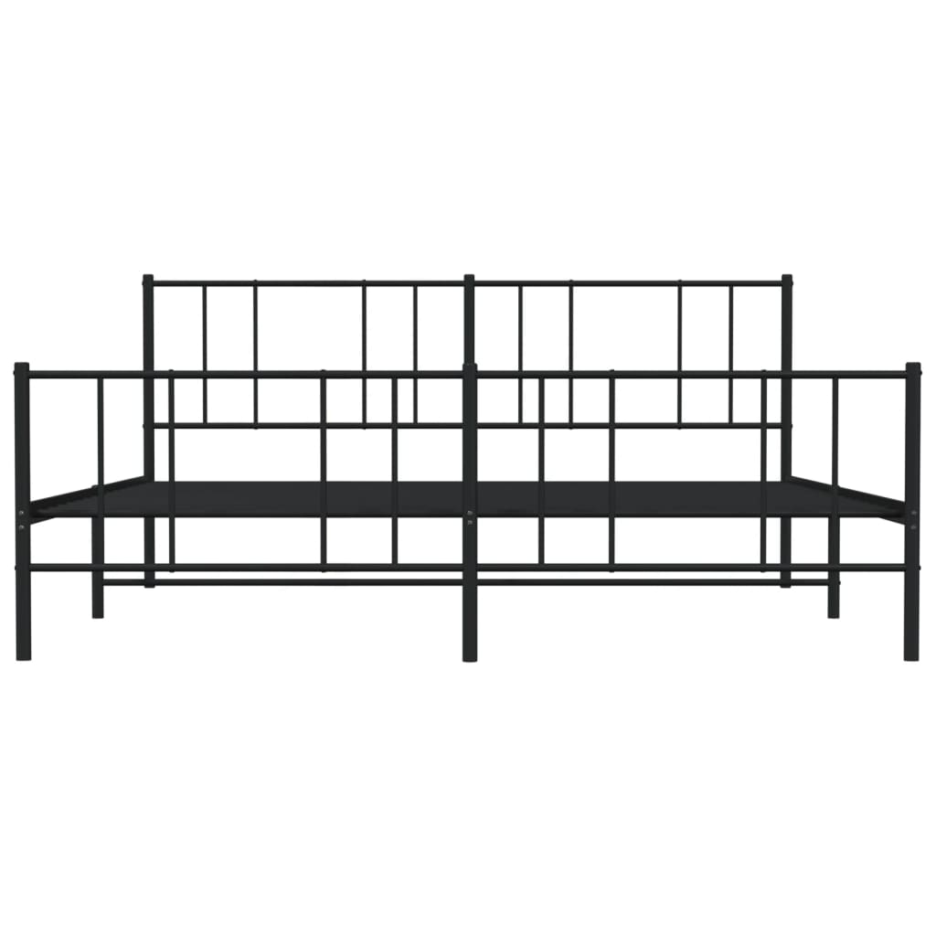 vidaXL Estructura cama sin colchón con estribo metal negro 183x213 cm