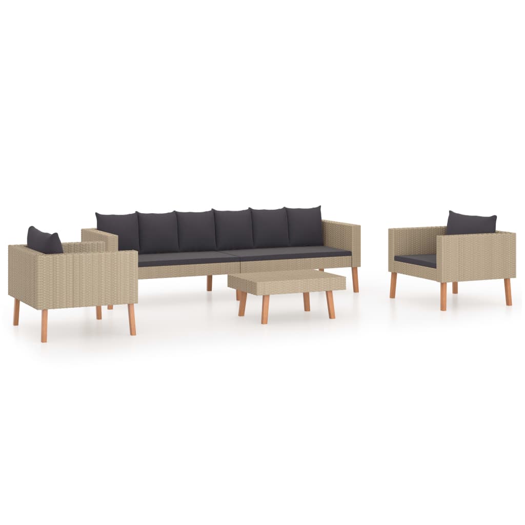 vidaXL Set de muebles de jardín 4 pzas y cojines ratán sintético beige