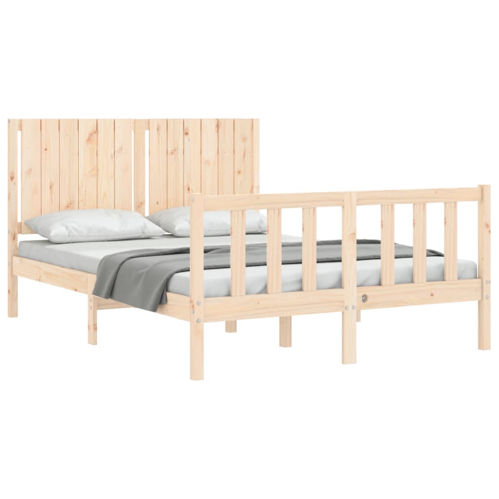 vidaXL Estructura de cama con cabecero madera maciza 140x200 cm