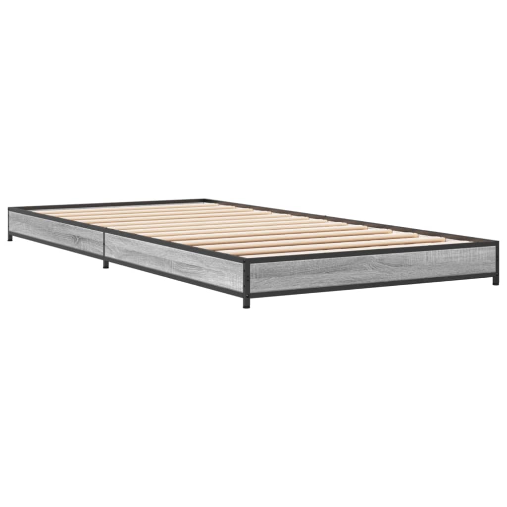 vidaXL Estructura cama madera ingeniería metal gris Sonoma 75x190 cm