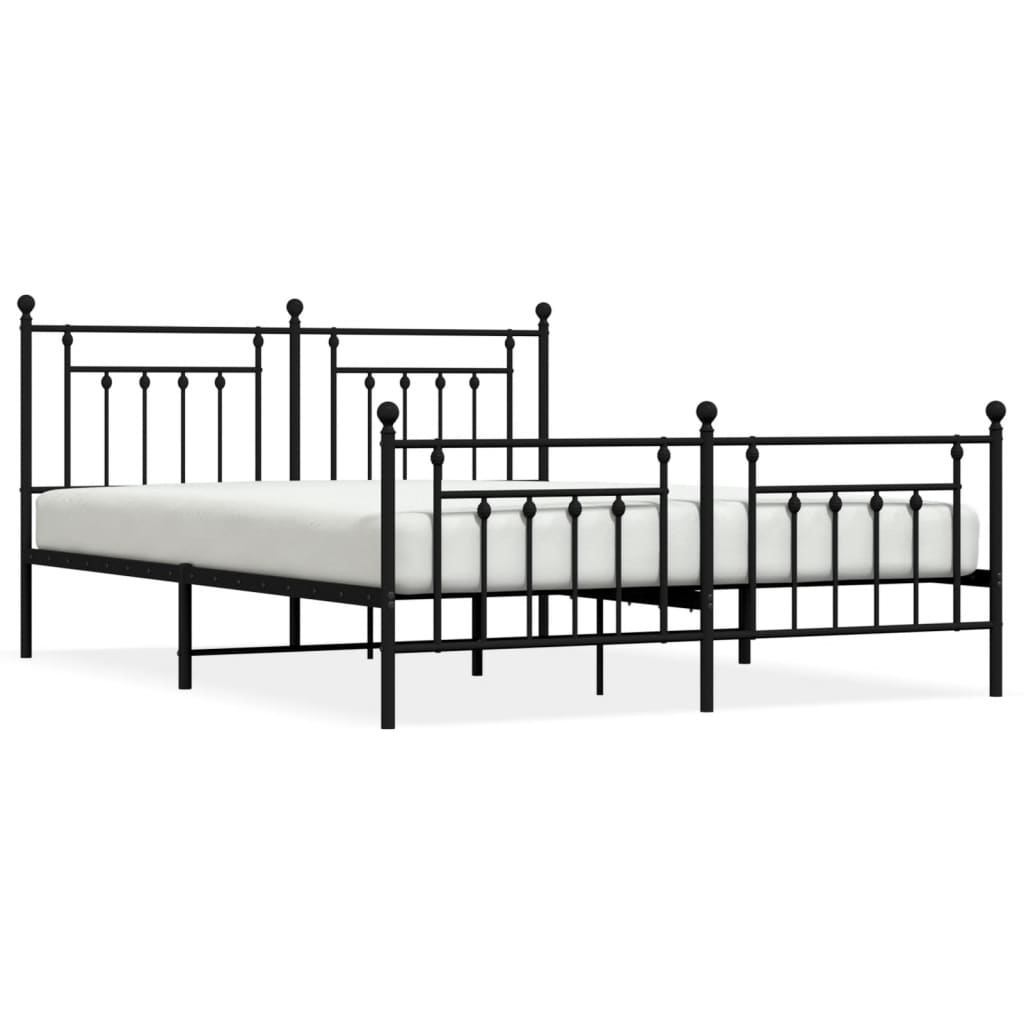 vidaXL Estructura cama sin colchón con estribo metal negro 183x213 cm