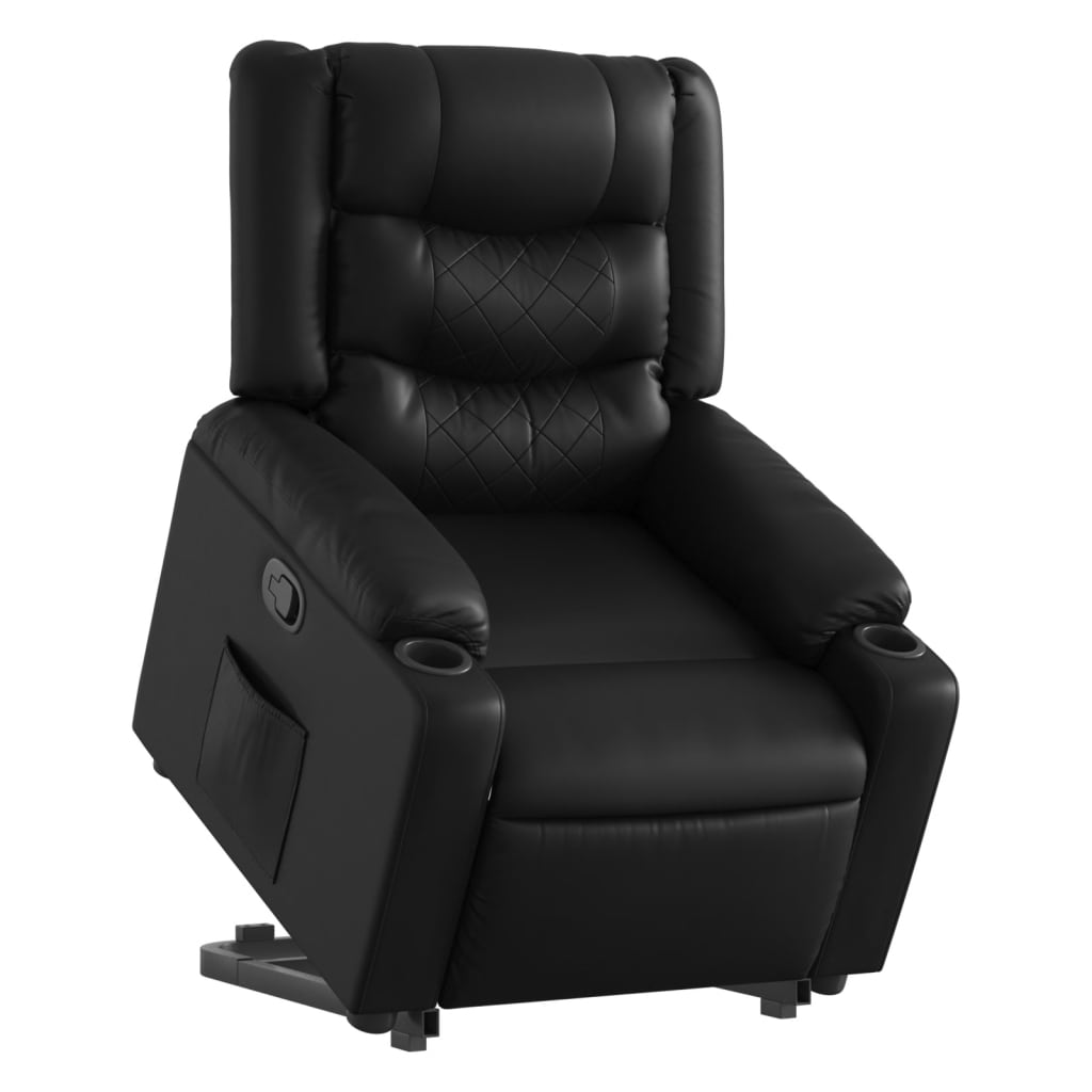 vidaXL Sillón reclinable elevable cuero artificial negro