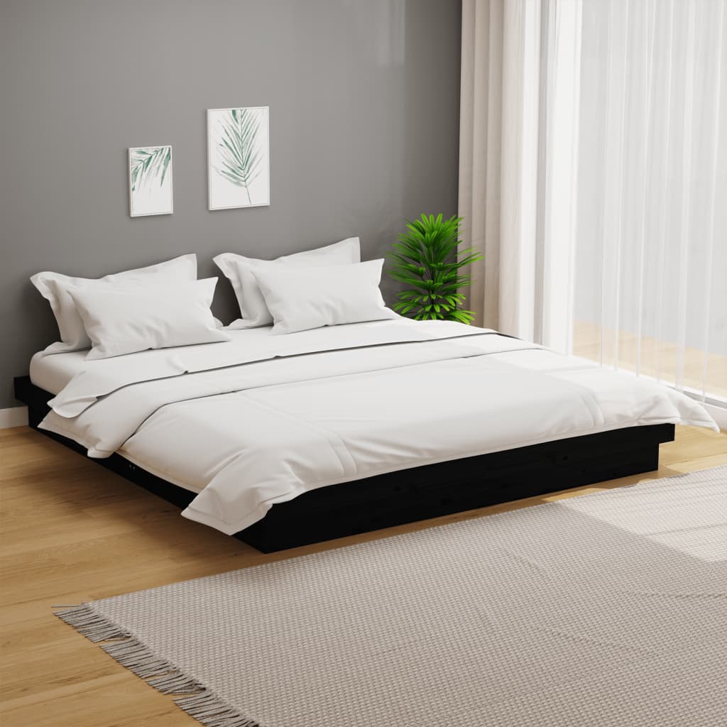 vidaXL Estructura de cama de madera maciza negro 200x200 cm