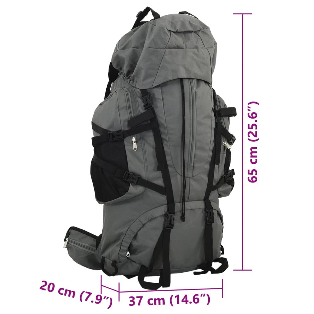 vidaXL Mochila de senderismo tela oxford gris 60 l