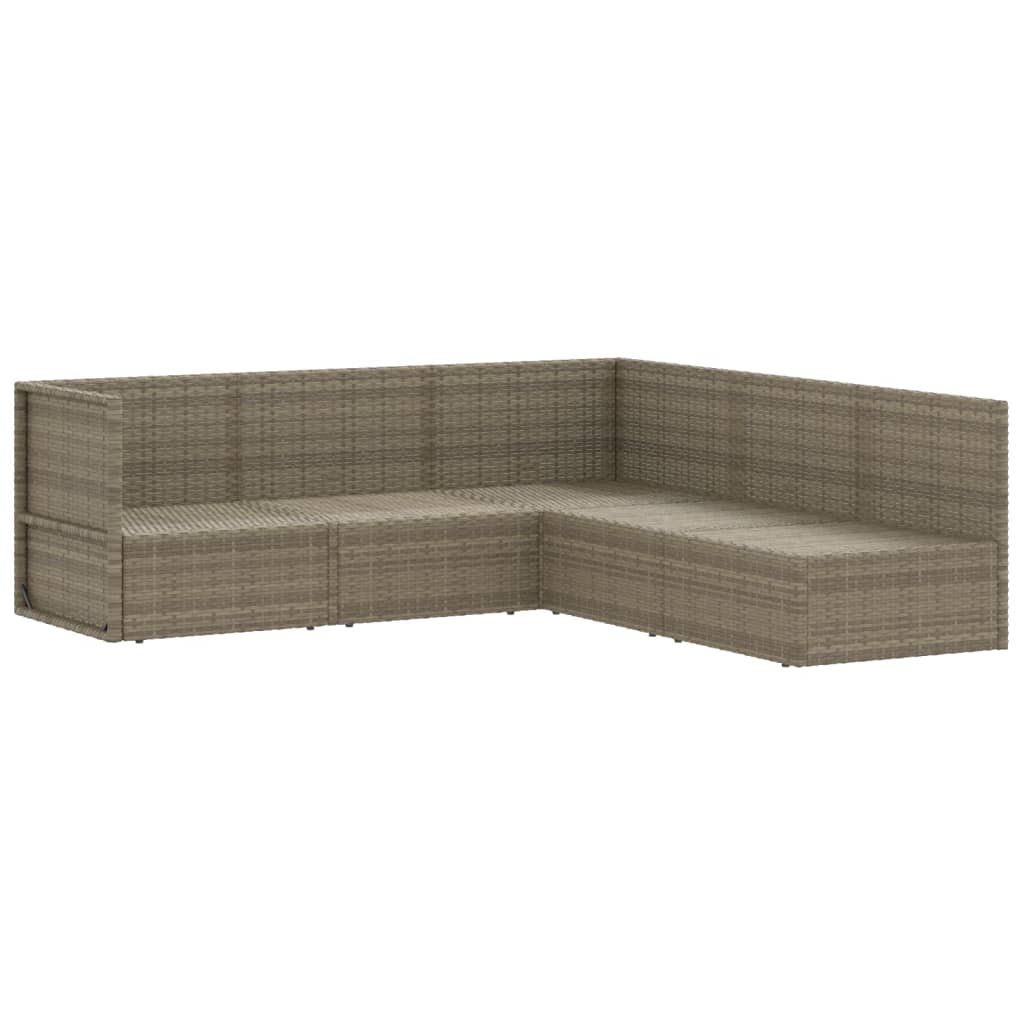 vidaXL Set de muebles de jardín 5 pzas y cojines ratán sintético gris