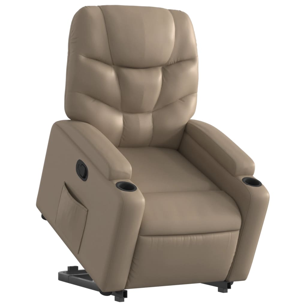 vidaXL Sillón reclinable elevable cuero artificial color capuchino