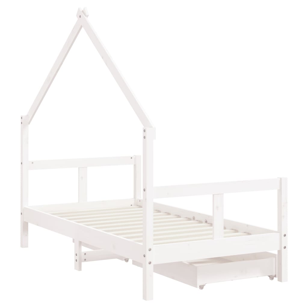 vidaXL Estructura cama infantil y cajones madera pino blanco 80x160 cm