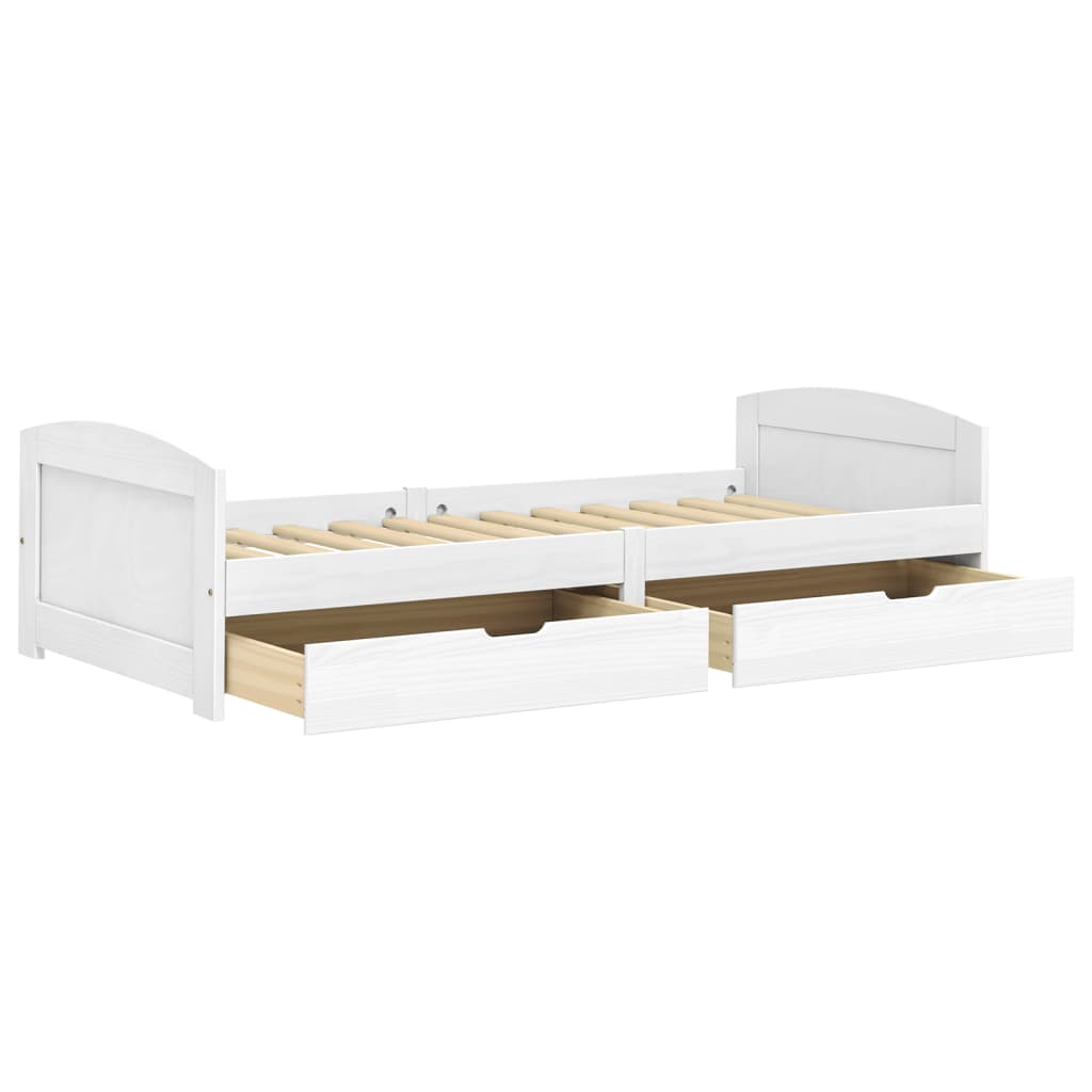 vidaXL Sofá cama con 2 cajones madera maciza pino blanca IRUN 90x200cm