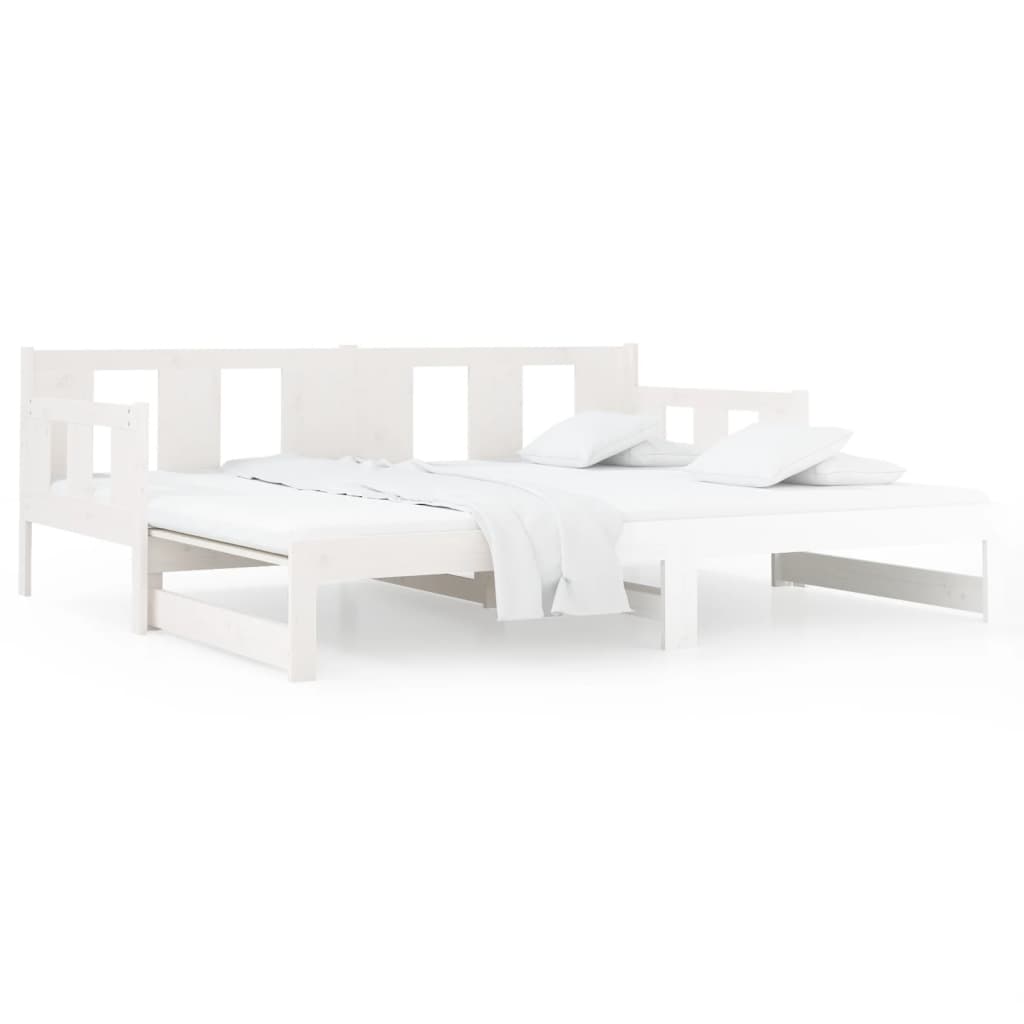 vidaXL Sofá cama extraíble madera maciza de pino blanco 2x(90x190) cm