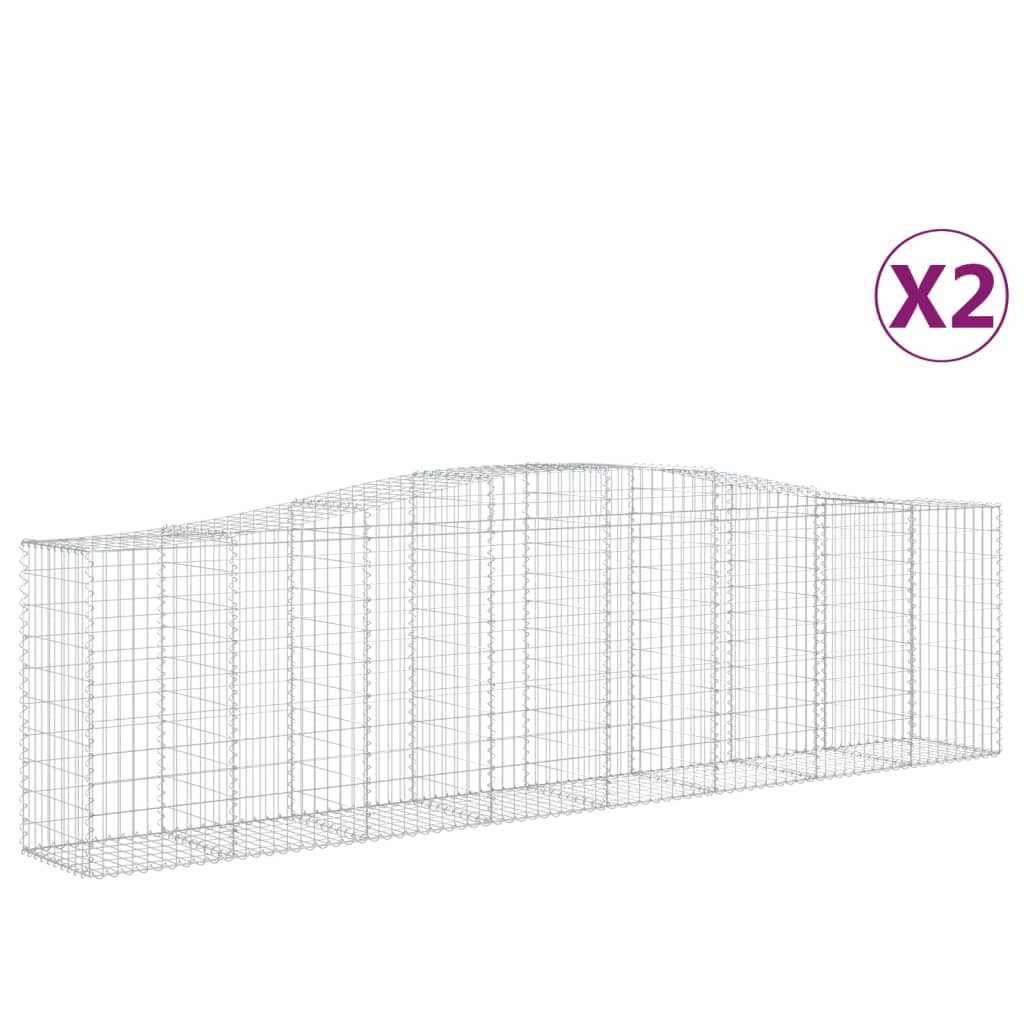 vidaXL Cestas de gaviones 2 uds forma de arco hierro 400x50x100/120 cm