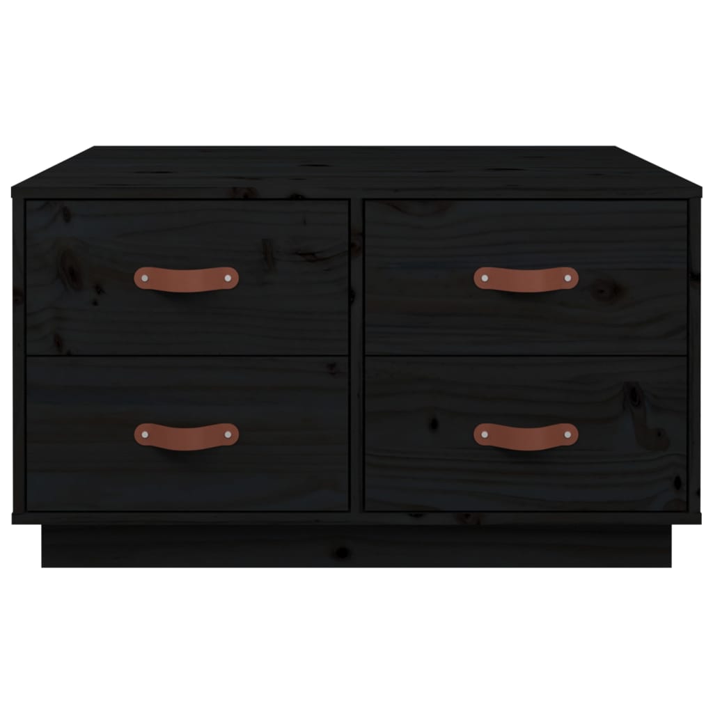 vidaXL Mesa de centro de madera maciza de pino negro 80x80x45 cm