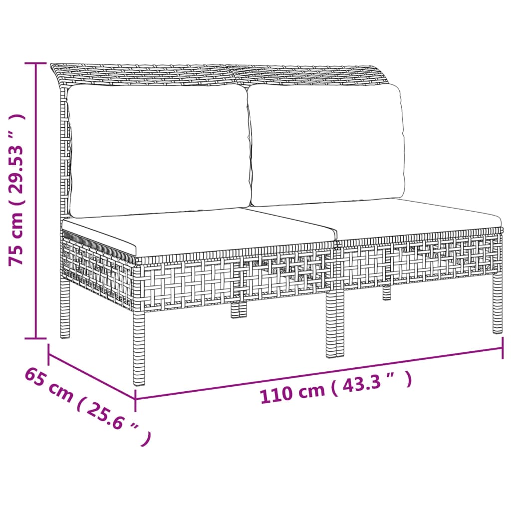 vidaXL Set de muebles de jardín 6 pzas y cojines ratán sintético gris