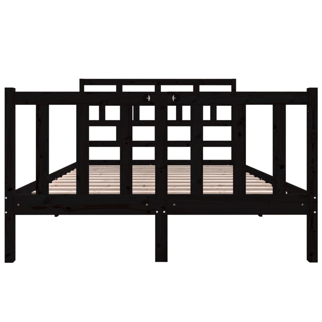 vidaXL Estructura de cama de madera maciza de pino negro 140x190 cm