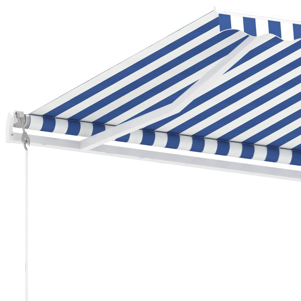 vidaXL Toldo de pie automático azul y blanco 450x300 cm